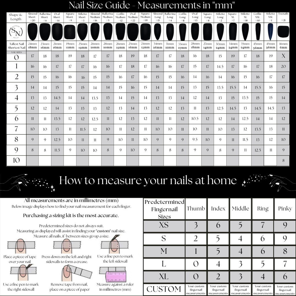 Nail Shapes & Size Chart Supreme Nails